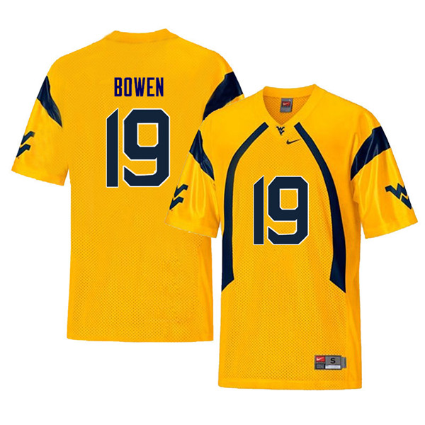 Men #19 Druw Bowen West Virginia Mountaineers Retro College Football Jerseys Sale-Yellow